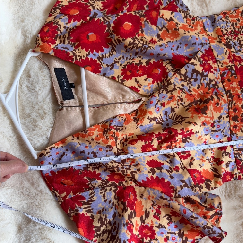 Floral V-Neck Romper ( my holiday romper ) Size M run small - Picture 10 of 15